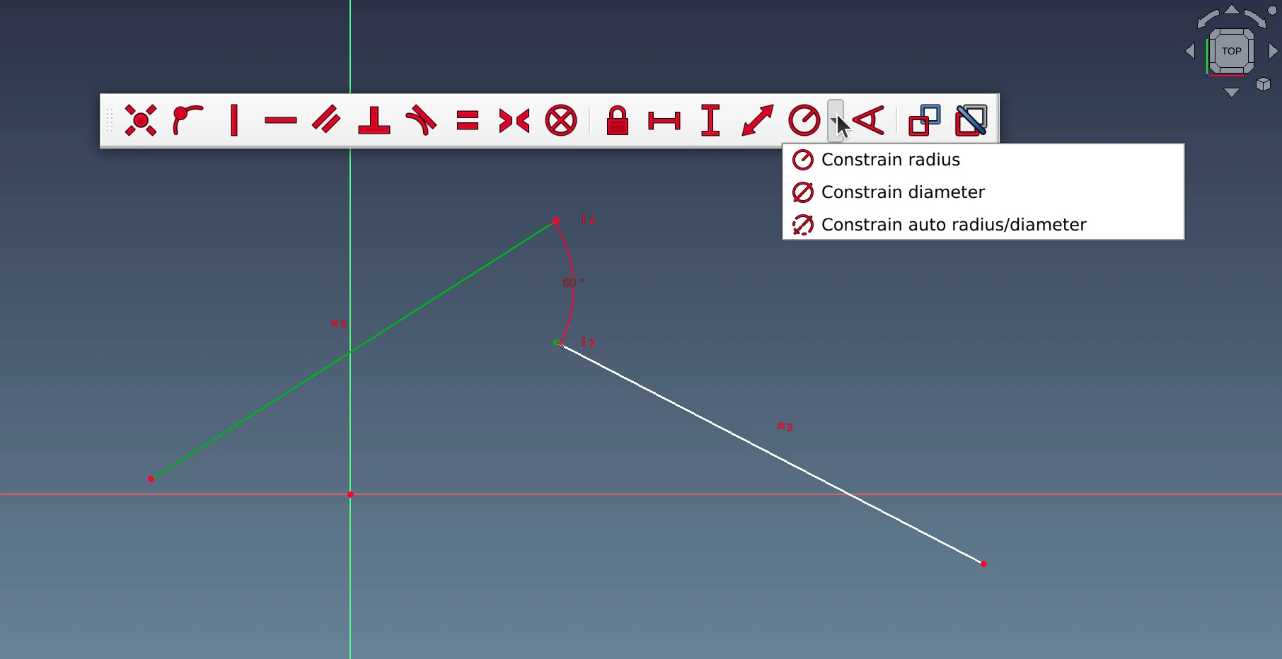 Constraint options in FreeCAD 0.21