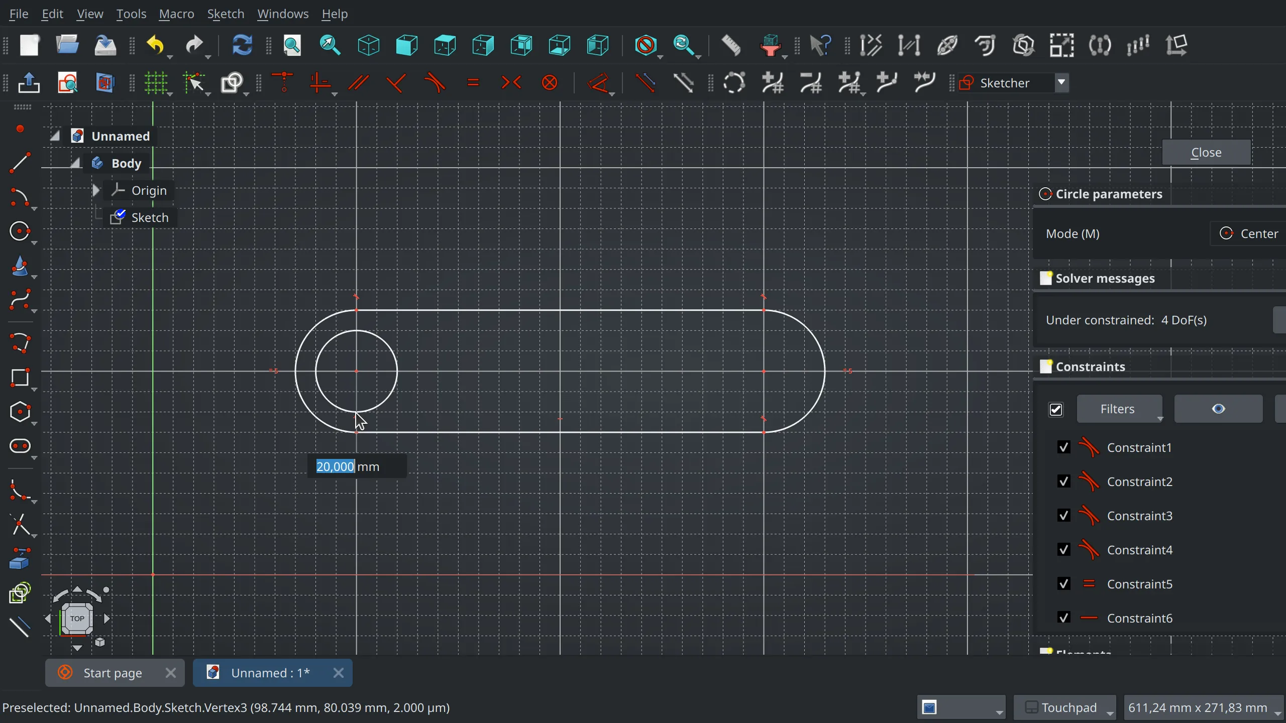 Floating input widgets in Sketcher