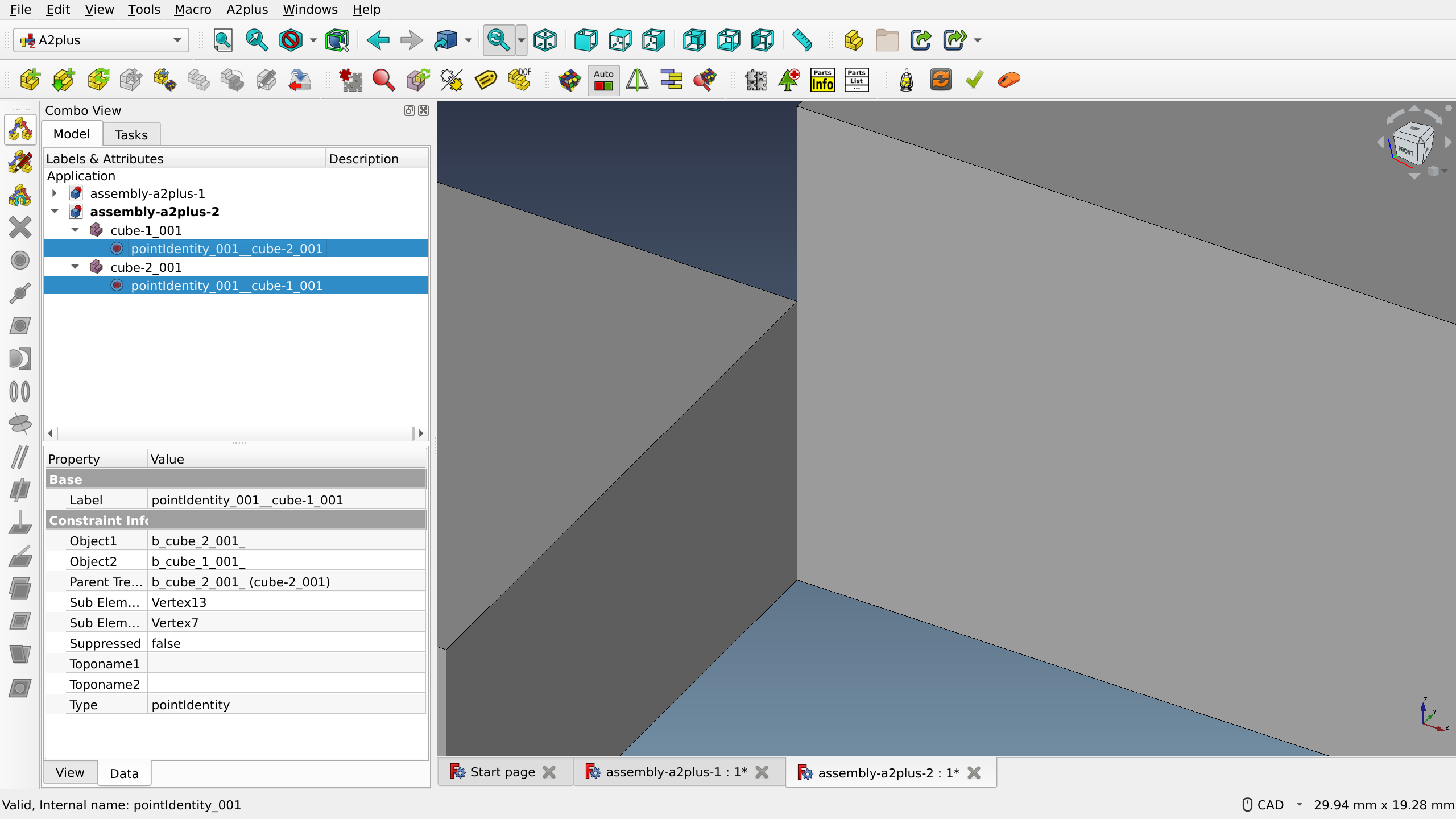 A2plus Constraints in the Project Tree