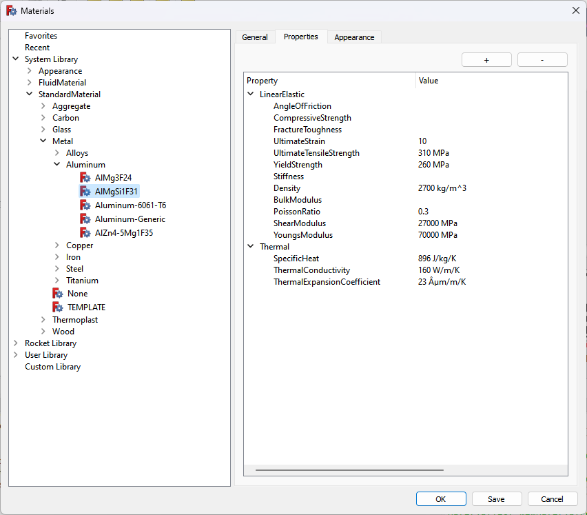 New materials editor